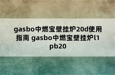 gasbo中燃宝壁挂炉20d使用指南 gasbo中燃宝壁挂炉l1pb20